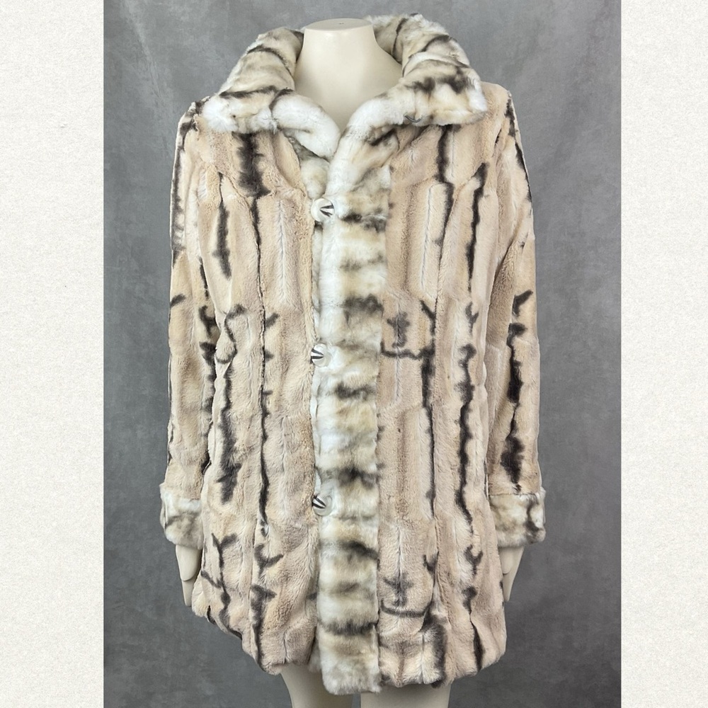 Hal Rubenstein Women's Reversible Faux Fur Coat size Medium Animal Print - Picture 2 of 16